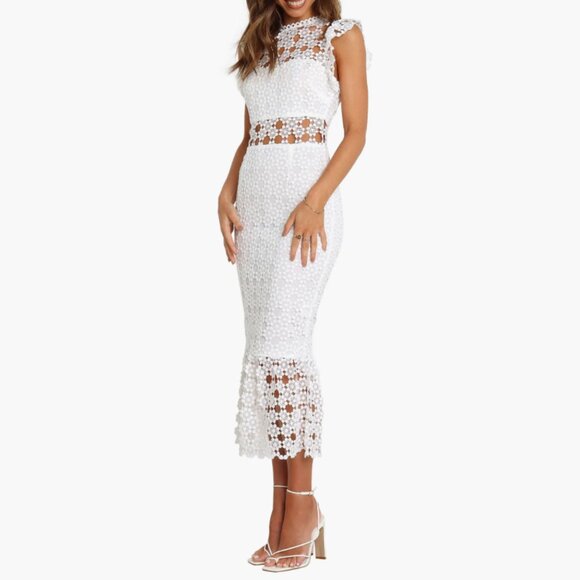 Pedal & Pup White Lauren Lace Overlay Midi Dress Size 14 - 47745 - Picture 3 of 15